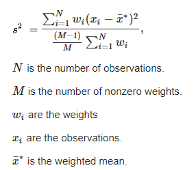 Weighted Sample Standard Deviation and Weighted Sample Variance