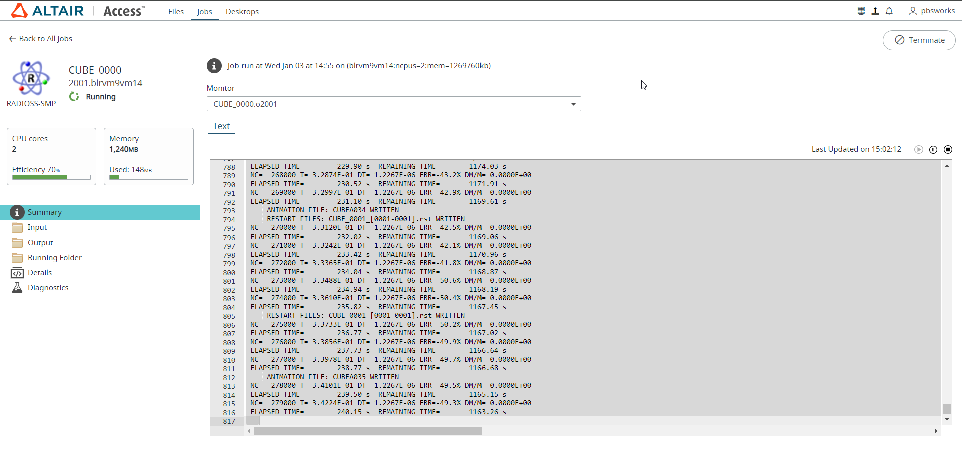 Job Summary Tab