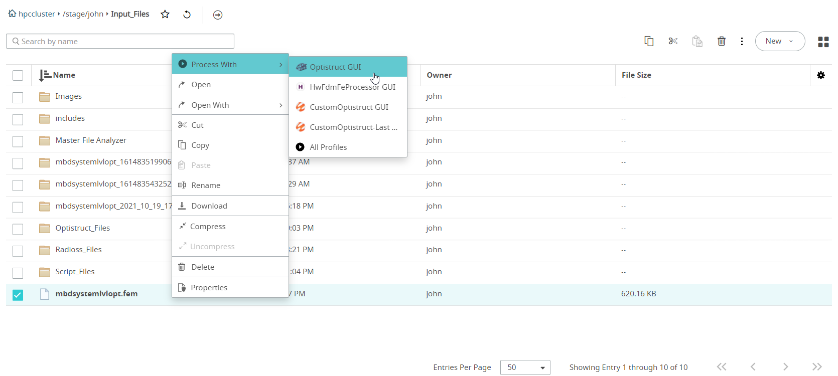 Solvers and Job Profiles Specific to the Job Input File Type