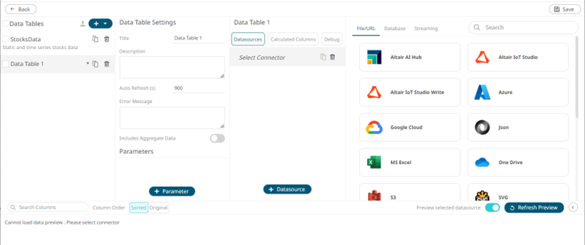 Adding More Data Tables Using the Workbook Internal Data Table Editor ...